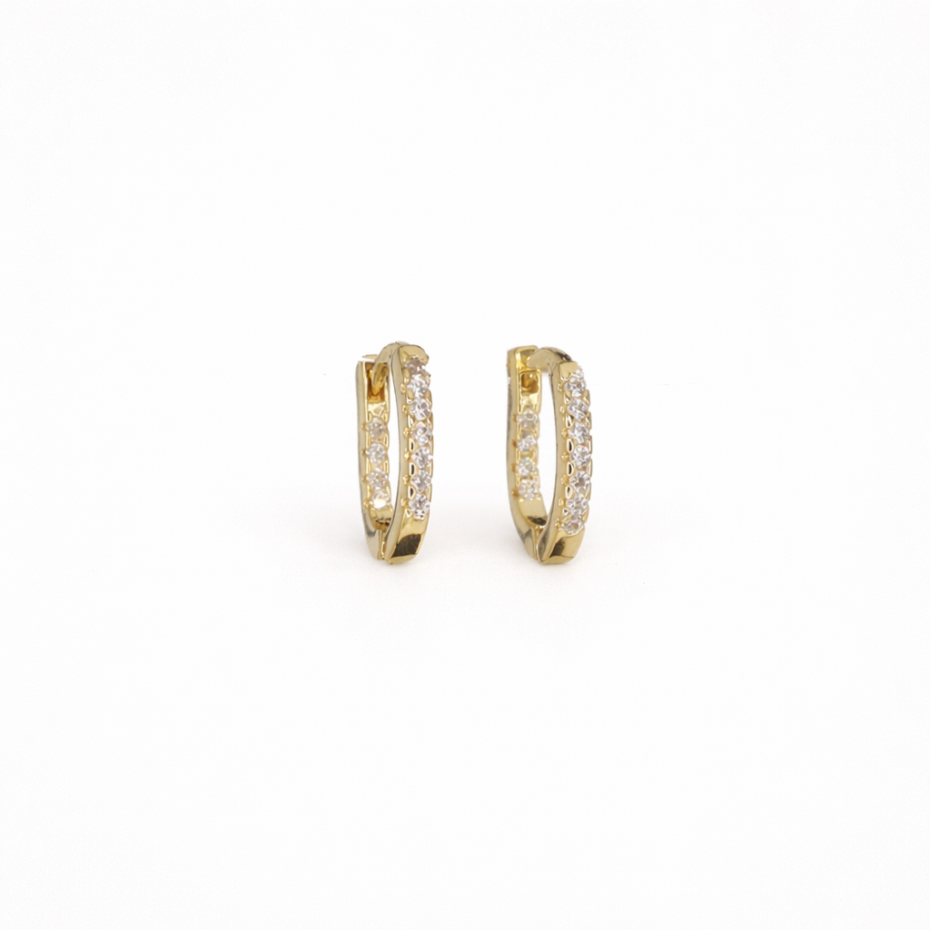 Gold CZ Hoop Earrings 12mm 18k Gold Filled