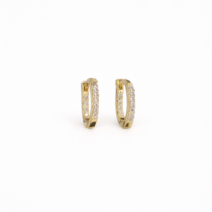 Gold CZ Hoop Earrings 12mm 18k Gold Filled