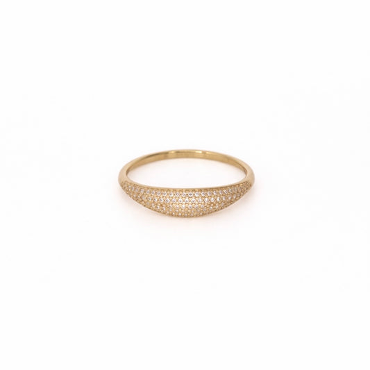 Gold dome ring with cubic zirconia 18k gold filled